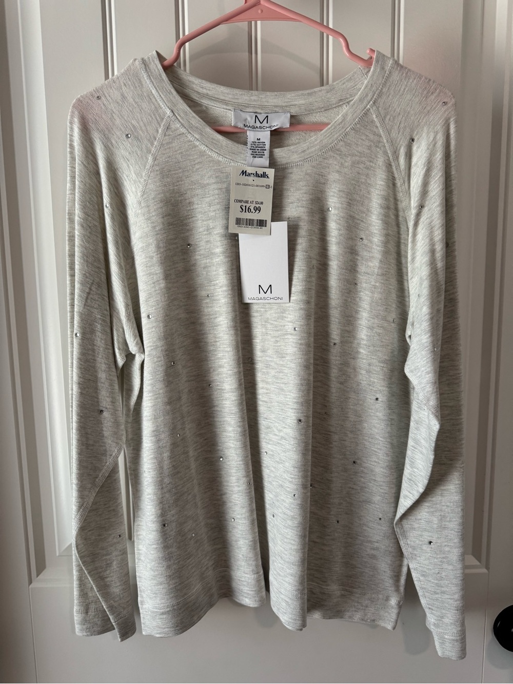 Magaschoni Light Gray embellished, long sleeve tee